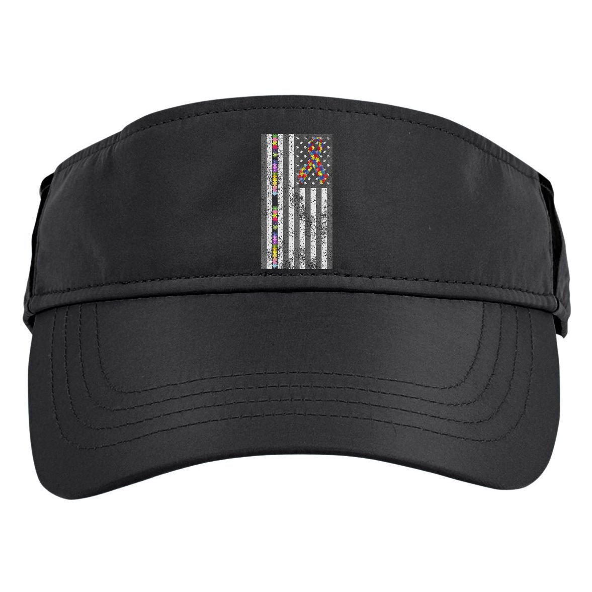 American Flag Autism Awareness Puzzle Piece & Ribbon Adult Drive Performance Visor