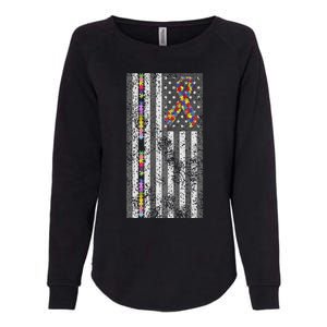 American Flag Autism Awareness Puzzle Piece & Ribbon Womens California Wash Sweatshirt