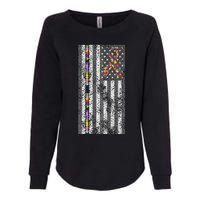 American Flag Autism Awareness Puzzle Piece & Ribbon Womens California Wash Sweatshirt