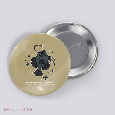 Angler Fish Anglerfish Light Shines In Darkness Bible Verse Button