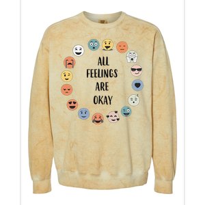 All Feelings are Okay School Teacher Psychologist Counselor Colorblast Crewneck Sweatshirt