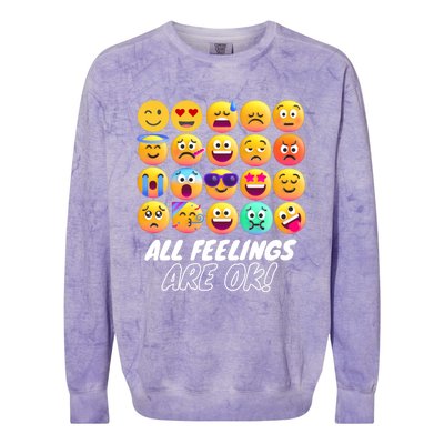 All Feelings Are Okaytal Health Counselor Psychologist Colorblast Crewneck Sweatshirt