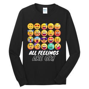 All Feelings Are Okaytal Health Counselor Psychologist Tall Long Sleeve T-Shirt