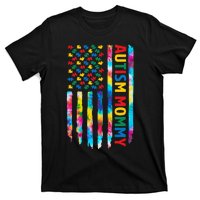 American Flag Autism Awareness Tie Dye Autism Mommy T-Shirt