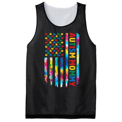 American Flag Autism Awareness Tie Dye Autism Mommy Mesh Reversible Basketball Jersey Tank