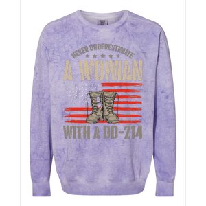 american flag A Woman With A Dd214 Female Veteran Colorblast Crewneck Sweatshirt