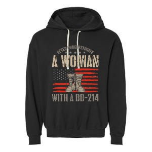 american flag A Woman With A Dd214 Female Veteran Garment-Dyed Fleece Hoodie