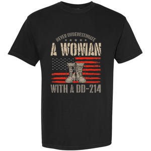 american flag A Woman With A Dd214 Female Veteran Garment-Dyed Heavyweight T-Shirt