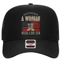 american flag A Woman With A Dd214 Female Veteran High Crown Mesh Back Trucker Hat