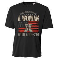 american flag A Woman With A Dd214 Female Veteran Cooling Performance Crew T-Shirt