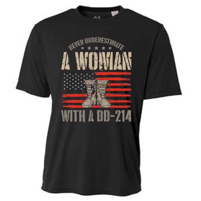 american flag A Woman With A Dd214 Female Veteran Cooling Performance Crew T-Shirt