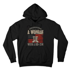 american flag A Woman With A Dd214 Female Veteran Hoodie