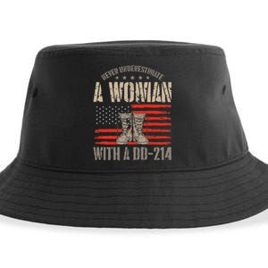 american flag A Woman With A Dd214 Female Veteran Sustainable Bucket Hat