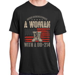 american flag A Woman With A Dd214 Female Veteran Adult ChromaSoft Performance T-Shirt