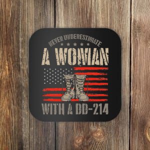 american flag A Woman With A Dd214 Female Veteran Coaster