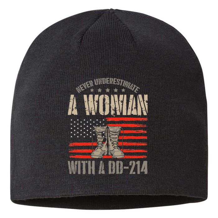 american flag A Woman With A Dd214 Female Veteran Sustainable Beanie