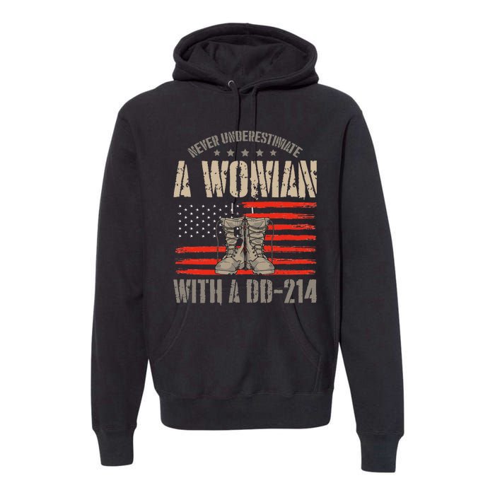 american flag A Woman With A Dd214 Female Veteran Premium Hoodie