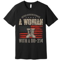 american flag A Woman With A Dd214 Female Veteran Premium T-Shirt