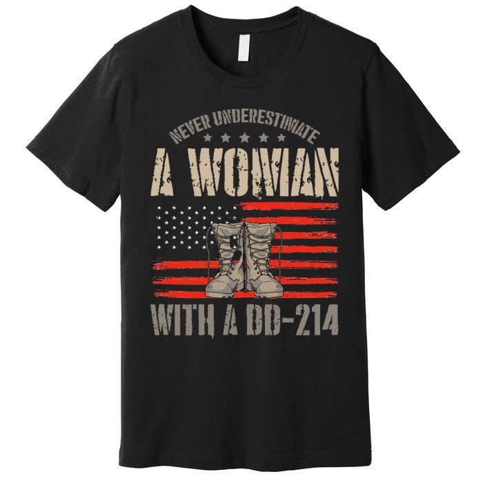 american flag A Woman With A Dd214 Female Veteran Premium T-Shirt