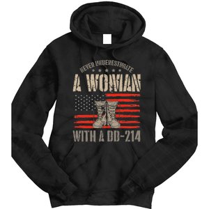 american flag A Woman With A Dd214 Female Veteran Tie Dye Hoodie