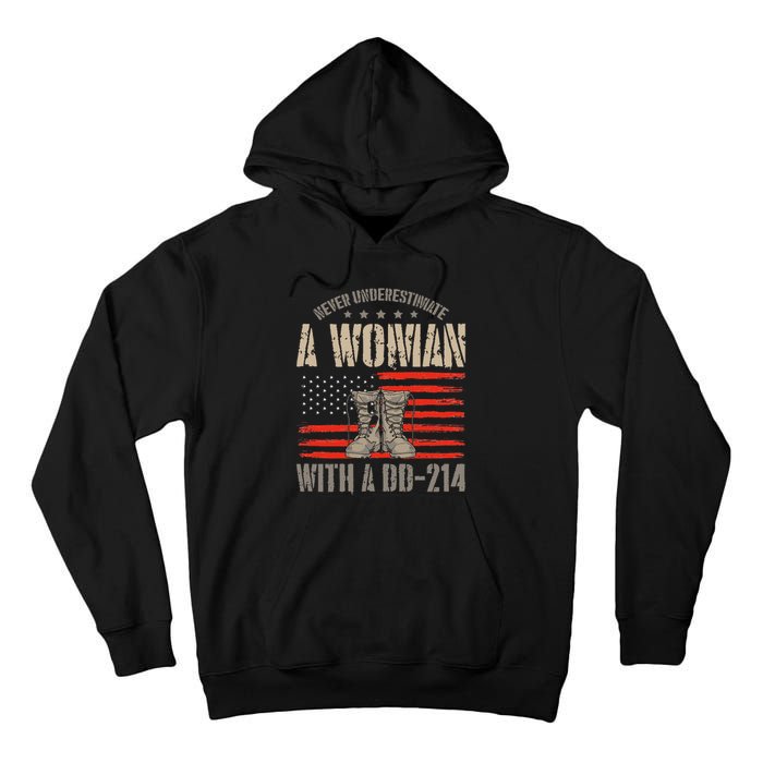 american flag A Woman With A Dd214 Female Veteran Tall Hoodie