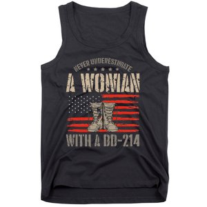 american flag A Woman With A Dd214 Female Veteran Tank Top