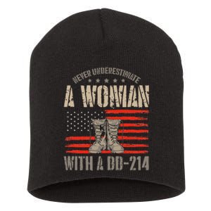 american flag A Woman With A Dd214 Female Veteran Short Acrylic Beanie