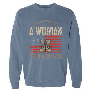 american flag A Woman With A Dd214 Female Veteran Garment-Dyed Sweatshirt