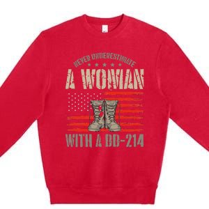 american flag A Woman With A Dd214 Female Veteran Premium Crewneck Sweatshirt