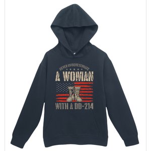 american flag A Woman With A Dd214 Female Veteran Urban Pullover Hoodie