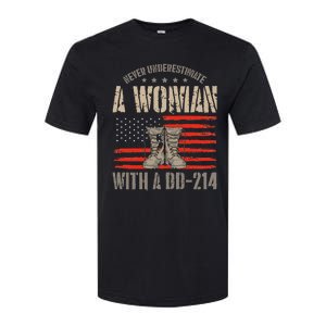 american flag A Woman With A Dd214 Female Veteran Softstyle CVC T-Shirt