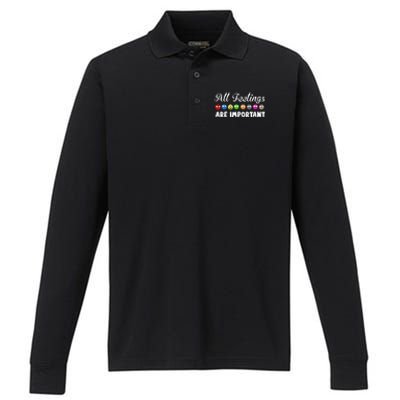 All Feelings Are Important Performance Long Sleeve Polo