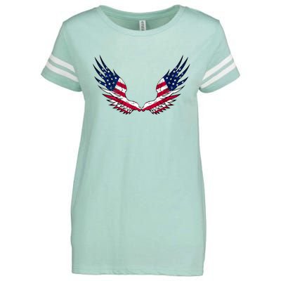 American Flag Angel Wings 4th Of July Shirts For Men (BACK) Enza Ladies Jersey Football T-Shirt