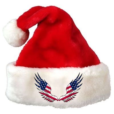 American Flag Angel Wings 4th Of July Shirts For Men (BACK) Premium Christmas Santa Hat