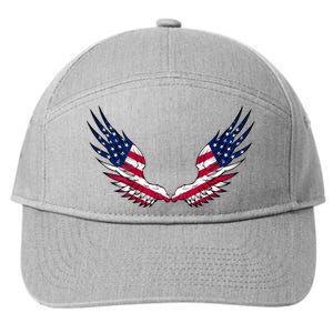 American Flag Angel Wings 4th Of July Shirts For Men (BACK) 7-Panel Snapback Hat