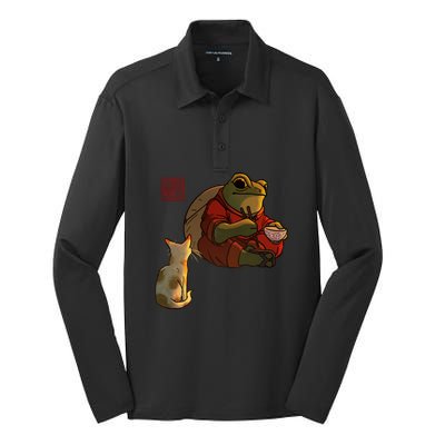 A Frog And A Kitty Silk Touch Performance Long Sleeve Polo