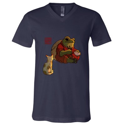 A Frog And A Kitty V-Neck T-Shirt