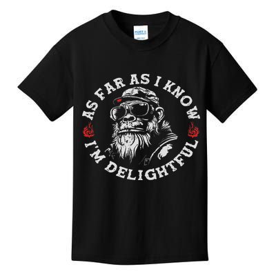 As Far As I Know I'm Delightful Funny Monkey Humor Kids T-Shirt