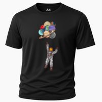 Astronaut Flying Away On Balloons Cooling Performance Crew T-Shirt