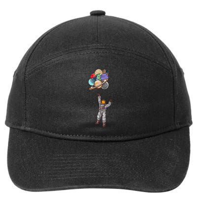 Astronaut Flying Away On Balloons 7-Panel Snapback Hat