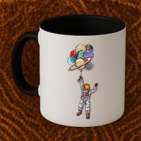 Astronaut Flying Away On Balloons Mug
