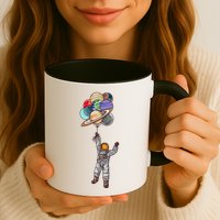 Astronaut Flying Away On Balloons Mug