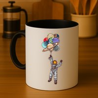 Astronaut Flying Away On Balloons Mug