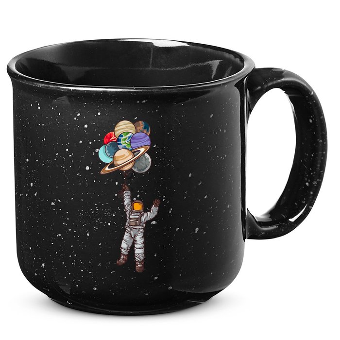 Astronaut Flying Away On Balloons 15oz Campfire Ceramic Mug