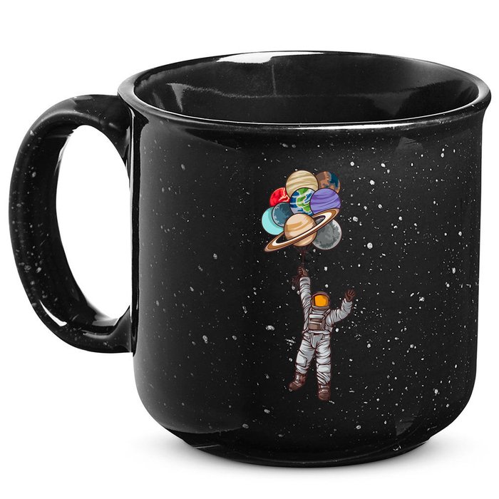 Astronaut Flying Away On Balloons 15oz Campfire Ceramic Mug