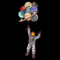 Astronaut Flying Away On Balloons Drawstring Bag