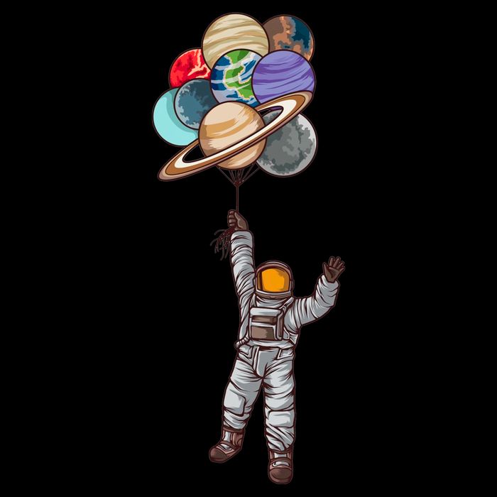 Astronaut Flying Away On Balloons Drawstring Bag
