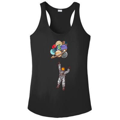 Astronaut Flying Away On Balloons Ladies PosiCharge Competitor Racerback Tank