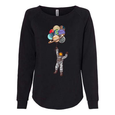 Astronaut Flying Away On Balloons Womens California Wash Sweatshirt