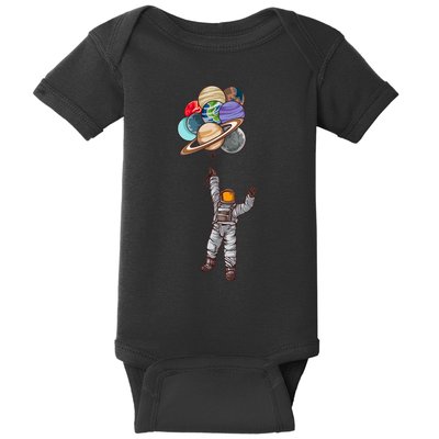 Astronaut Flying Away On Balloons Baby Bodysuit
